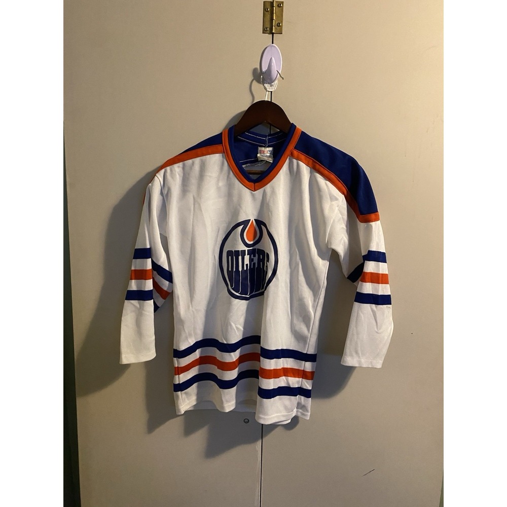 VTG 1986 CCM Maska Edmonton Oilers Youth XL Jersey All-Star Patch Mathers 17